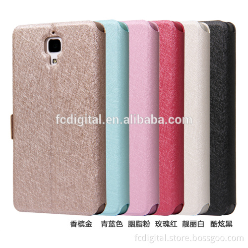 Cheapest Colorful Silk Flip case for Mobile phone Xiaomi Mi4